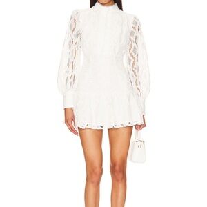 Bardot Womens Remy Ivory Lace Short Long Sleeve Mini Dress